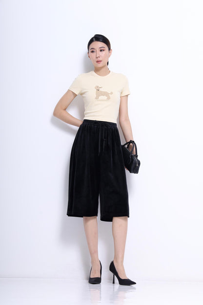Puppy Embroidered Fitted Tee