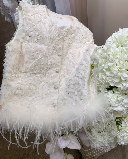 Celeste Feather Embellished Vest