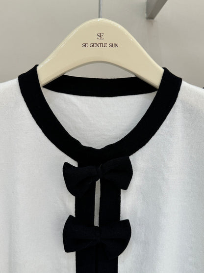 Peni Bow Tie Bi-color Knit Top