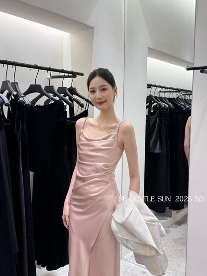 Julie Pearl Strap Satin Dress