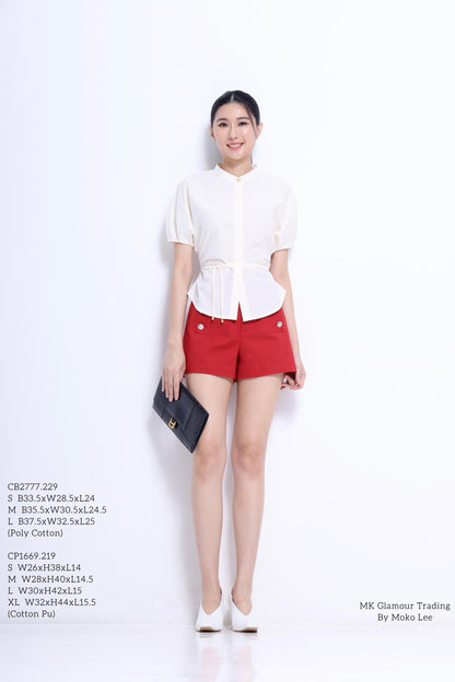 Irene Waist Tie Mandarin Shirt