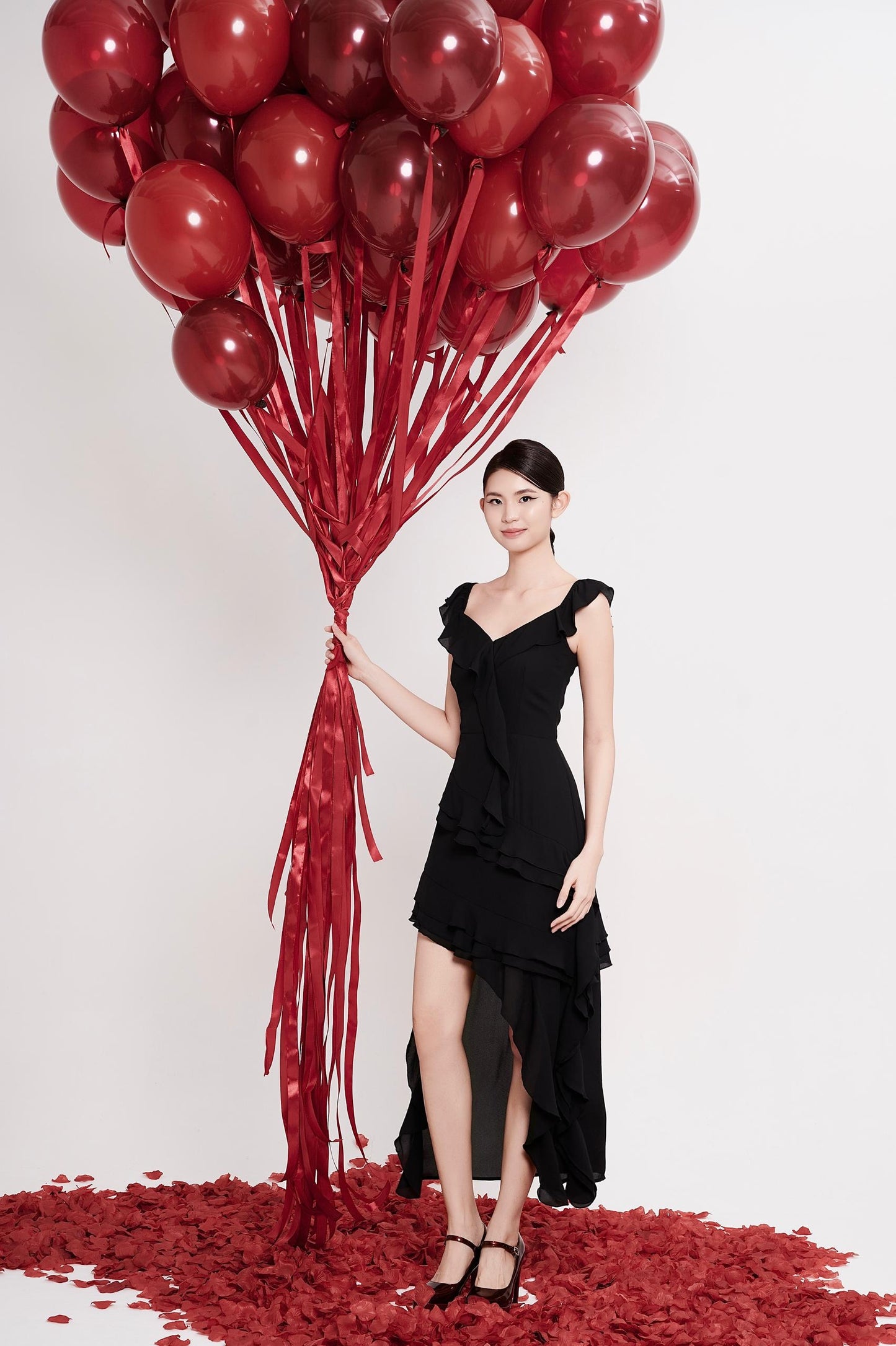 Vayda Asymmetrical Ruffles Dress
