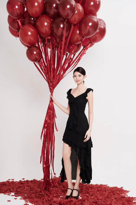 Vayda Asymmetrical Ruffles Dress