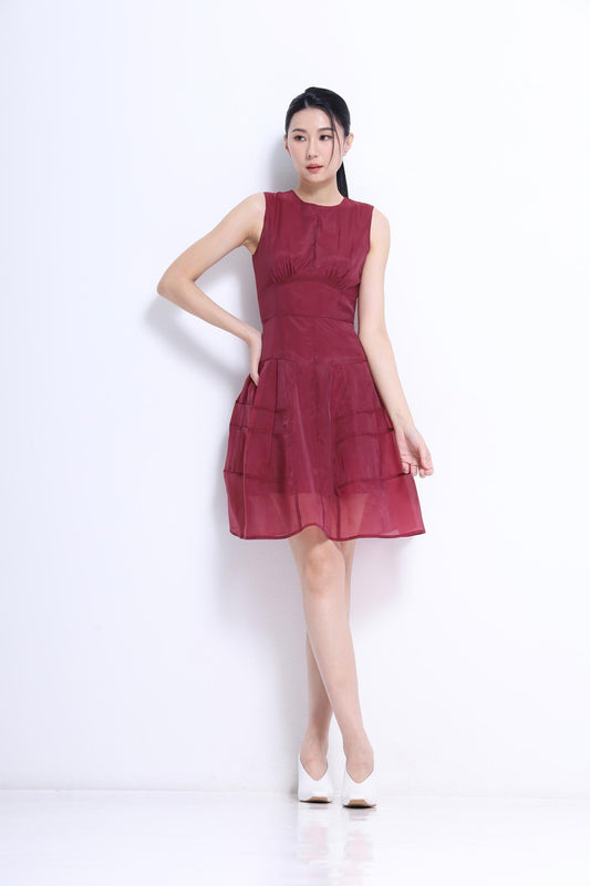 Victoria Organza A-line Midi Dress