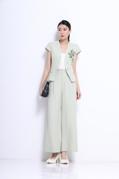 Shan Embroidered Flower Vest Top