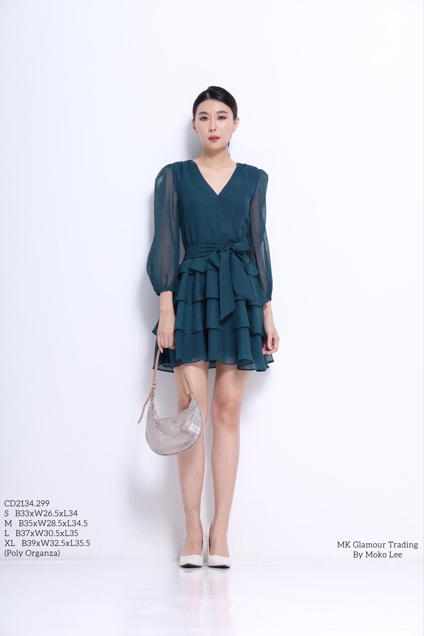 Celeste V-Neck Ruffles Midi Dress