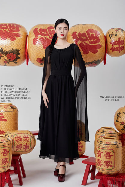 Venus Open Sleeve Chiffon Dress
