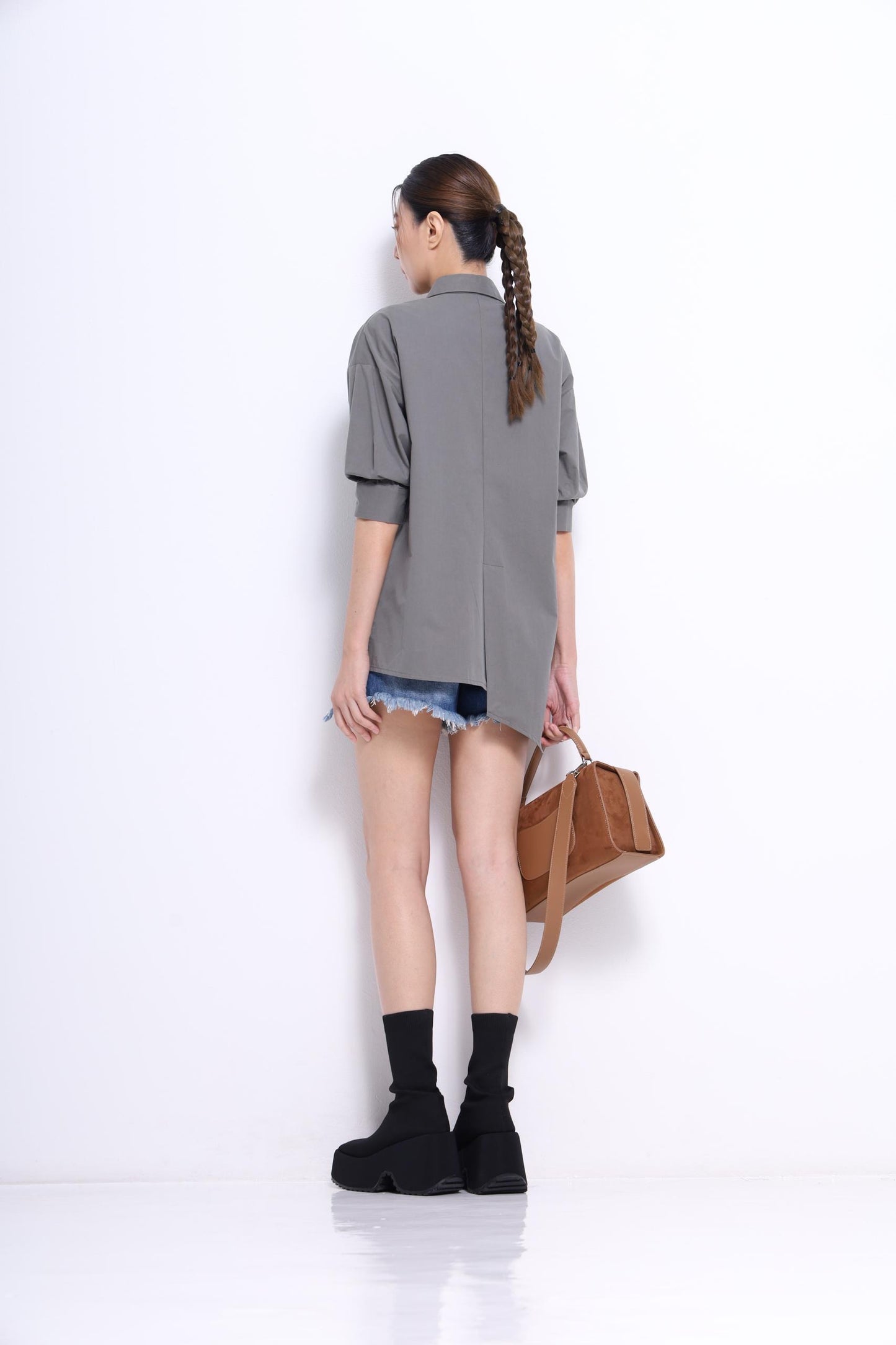 Miyu Asymmetrical Short Sleeve Shirt