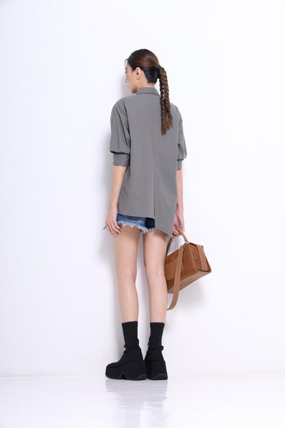 Miyu Asymmetrical Short Sleeve Shirt