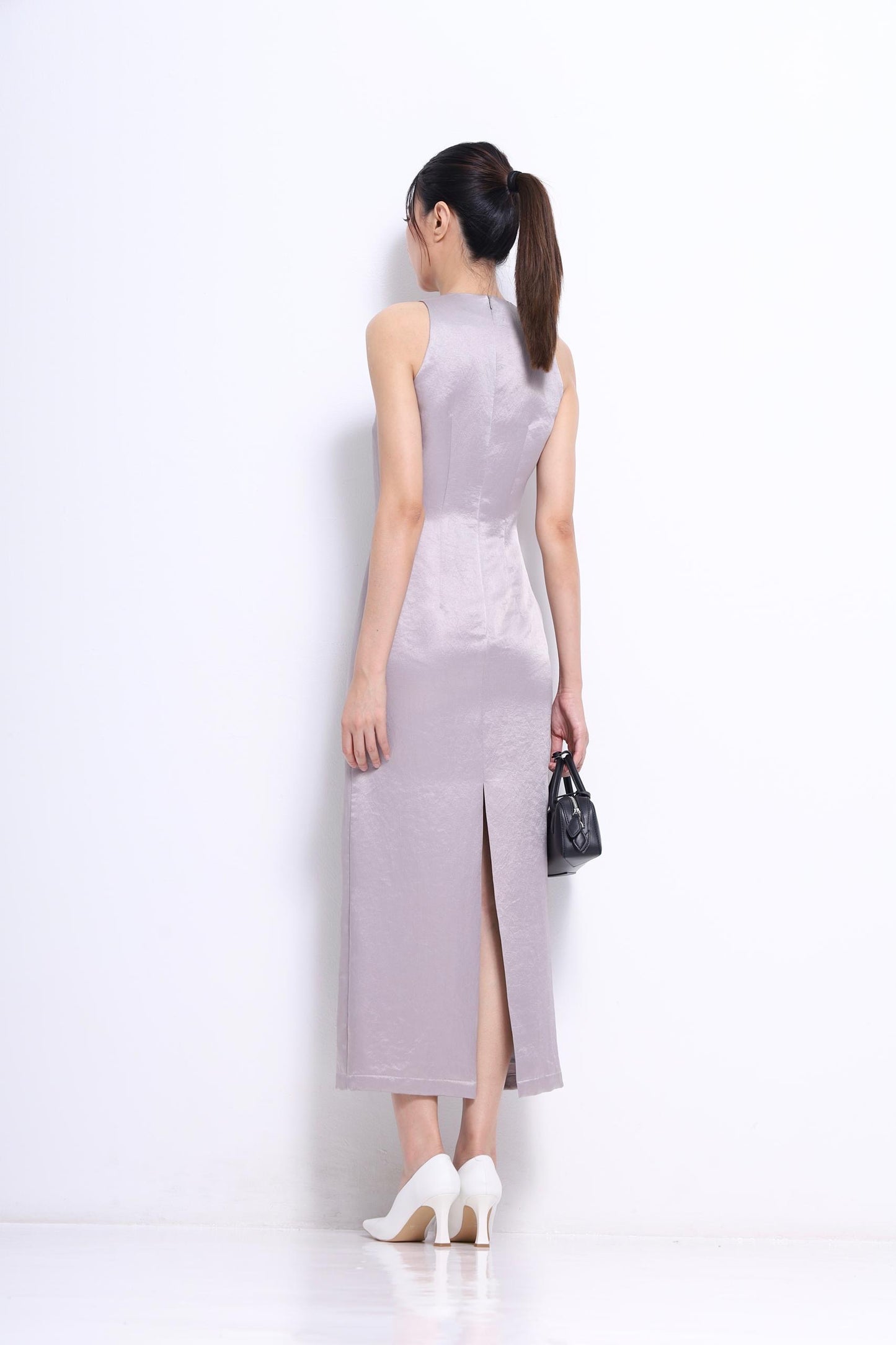 Tammy Pleated Satin Dress