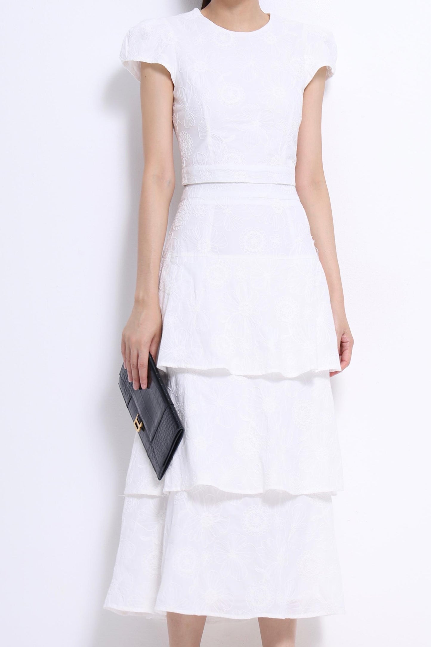 Hana Embroidered Flower Layered Skirt