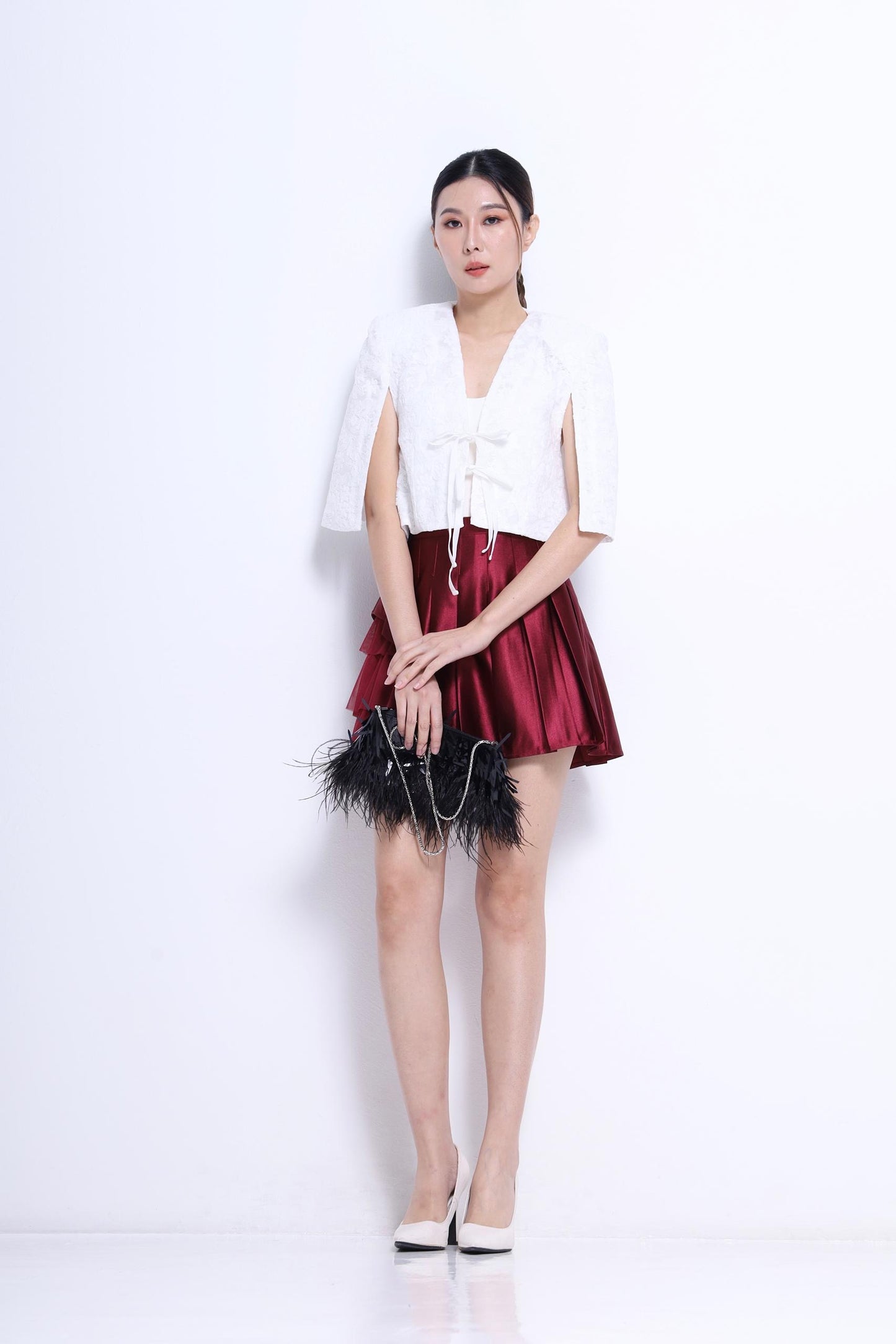 Lia Front Tie Cropped Cape