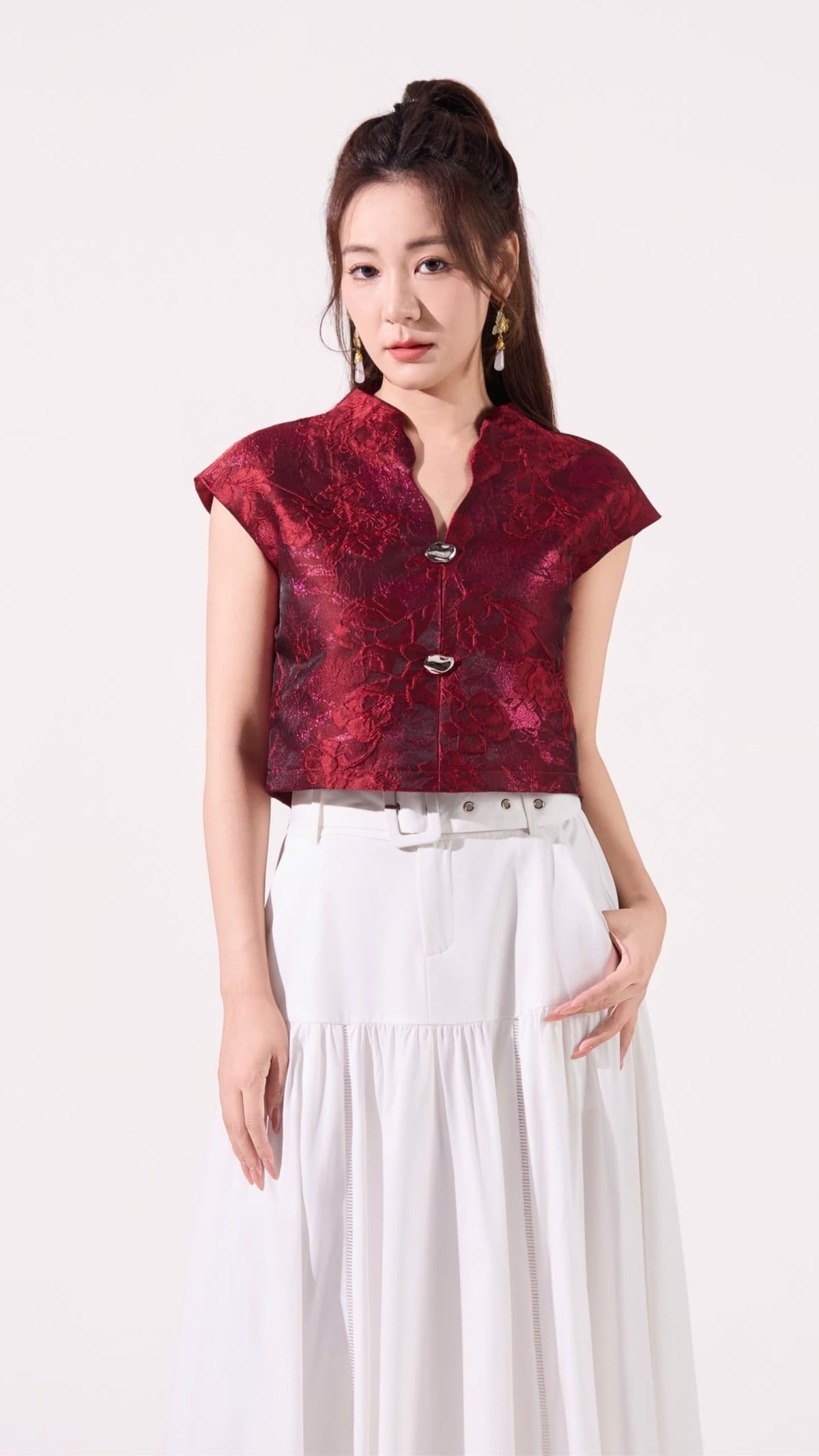 Lei Oriental V-Neck Qipao Top