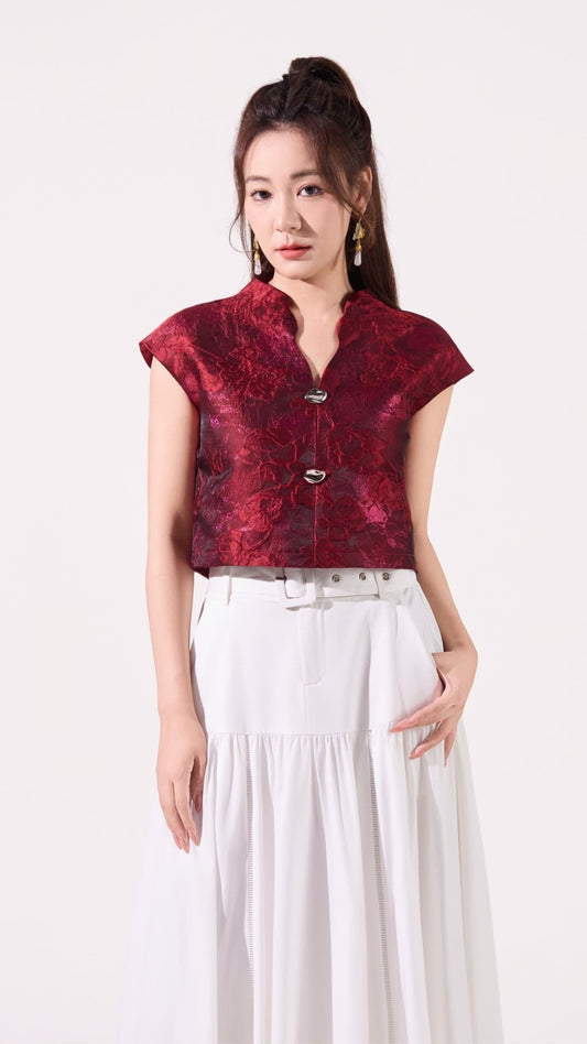 Lei Oriental V-Neck Qipao Top