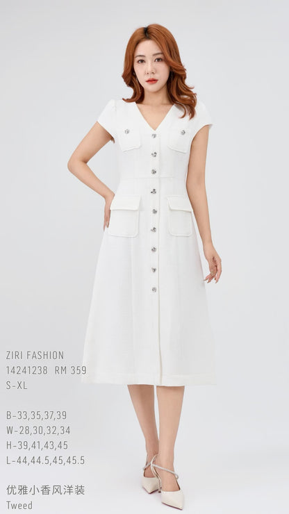 Ziri V-Neck Tweed Dress
