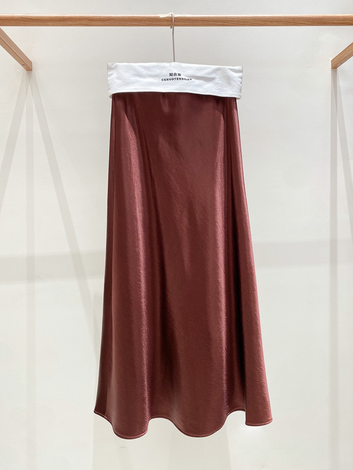 Zhou Wrinkle Satin Bias Cut Maxi Skirt