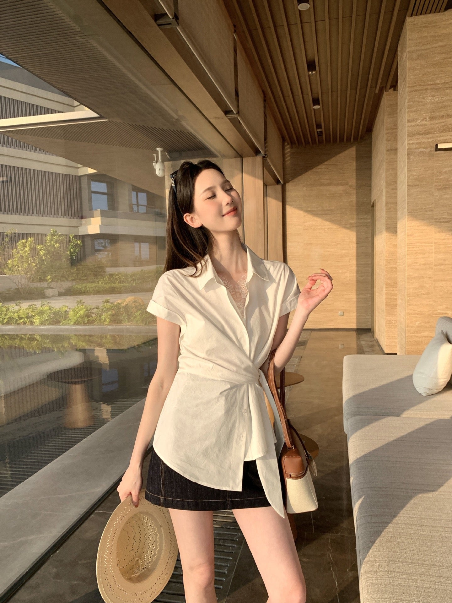 PREORDER Yoona Lace Side Tie Shirt