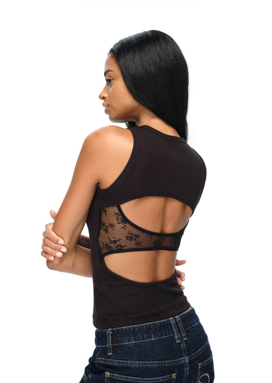 Rae Open Back Lace Tank Top (Padded)