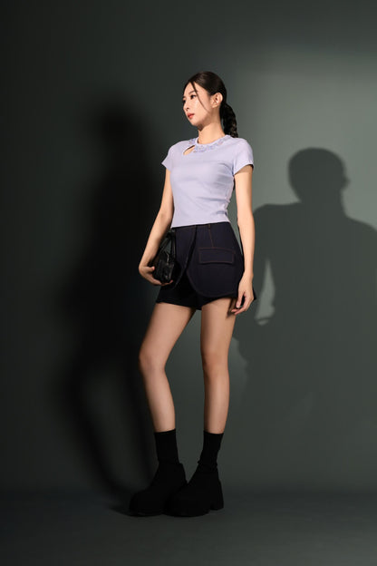 Ariel Sequins Ribbed Knit Tee