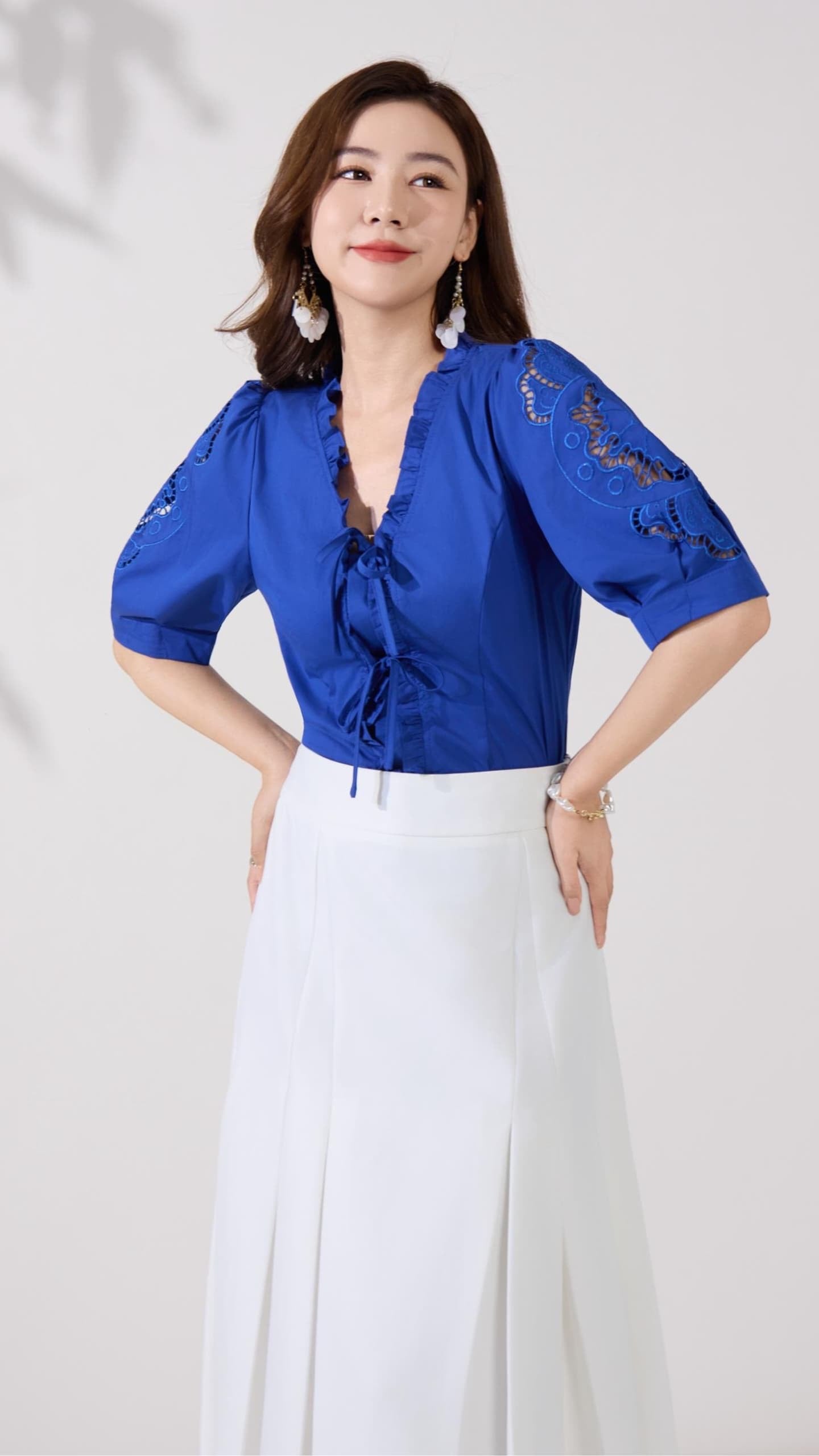 Ziri Front Ribbon Tie Blouse