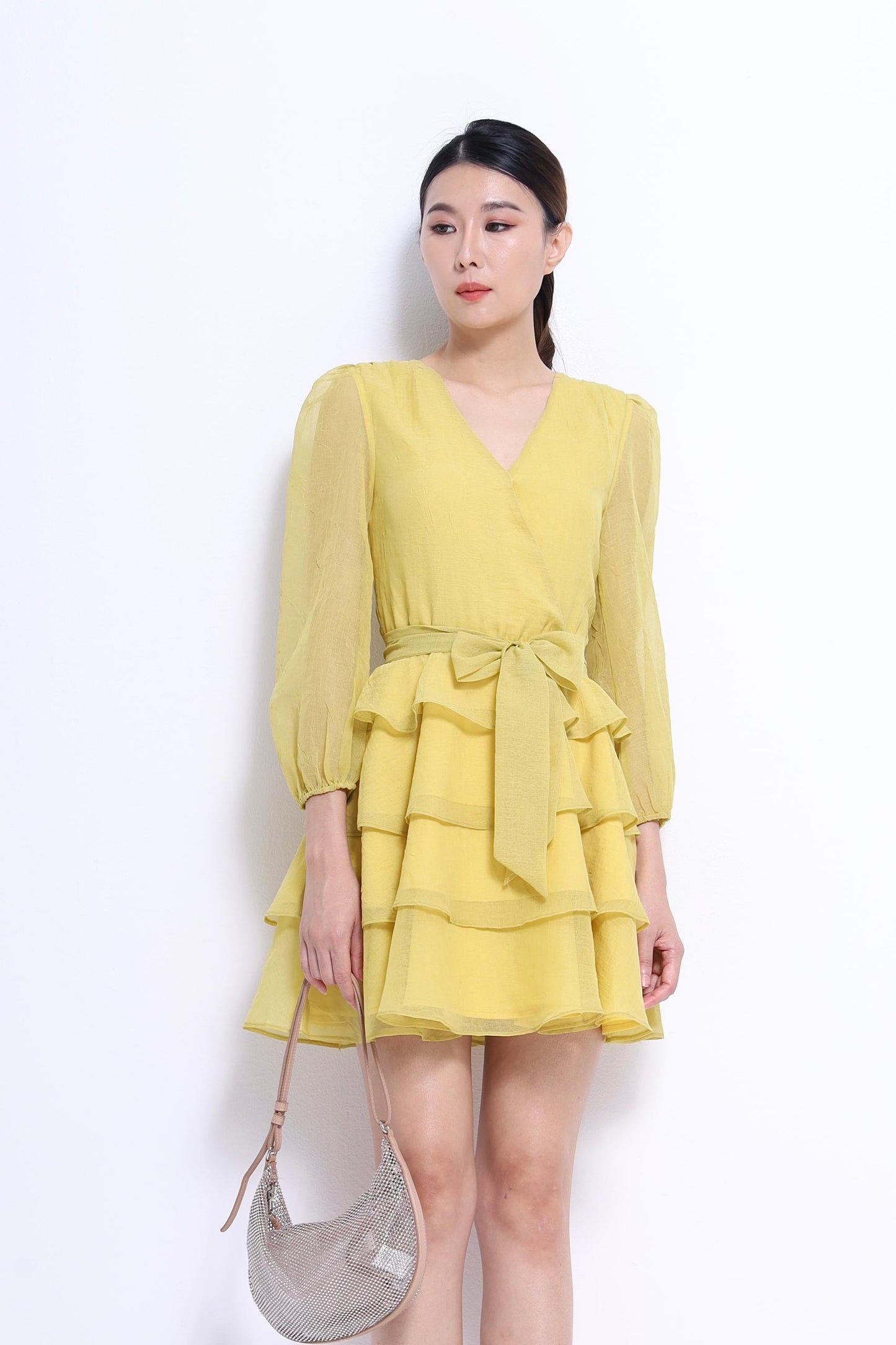 Celeste V-Neck Ruffles Midi Dress