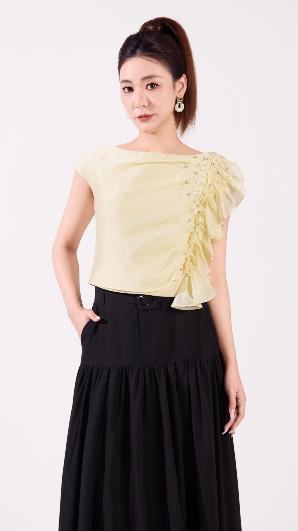 Ziri Asymmetrical Ruffle Top