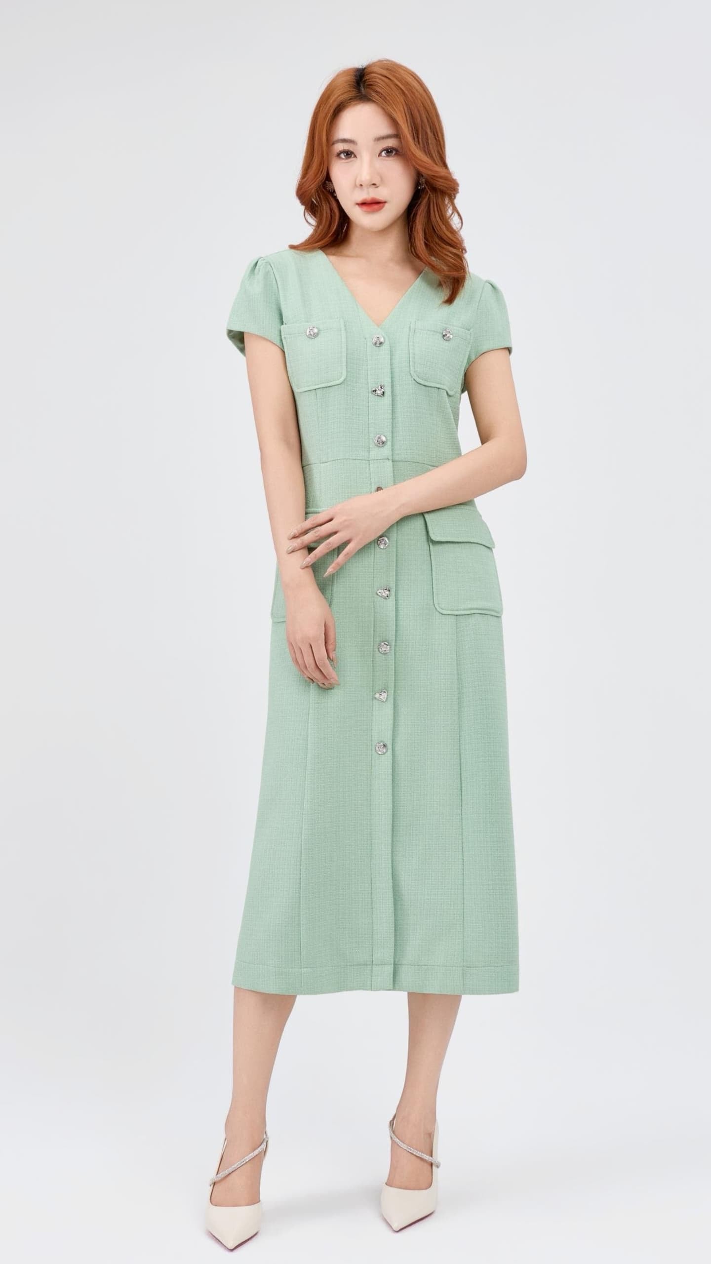 Ziri V-Neck Tweed Dress