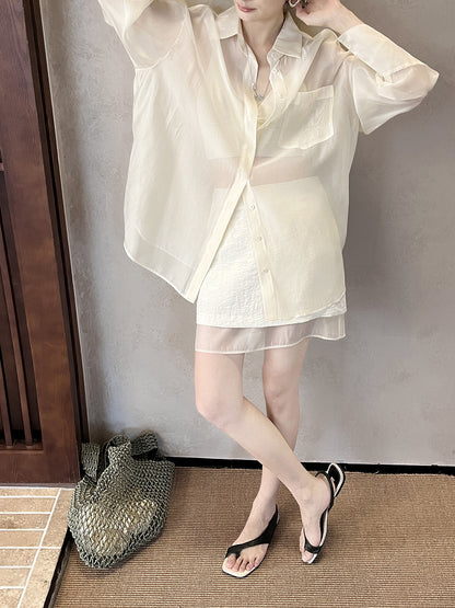 Hoo Bi-Material Shirt + Skirt Set