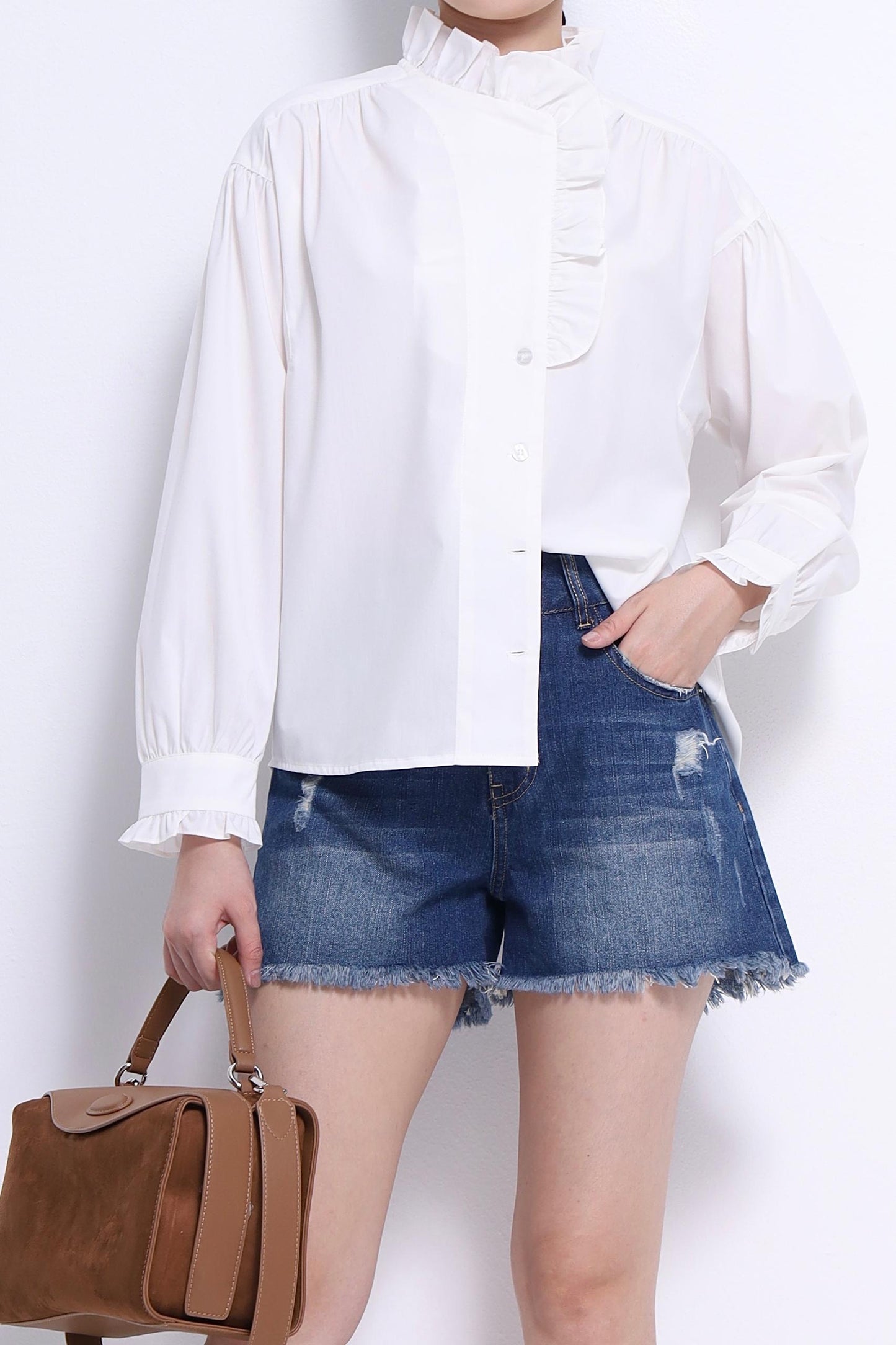 Marant Ruffle Collar Asymmetrical Shirt