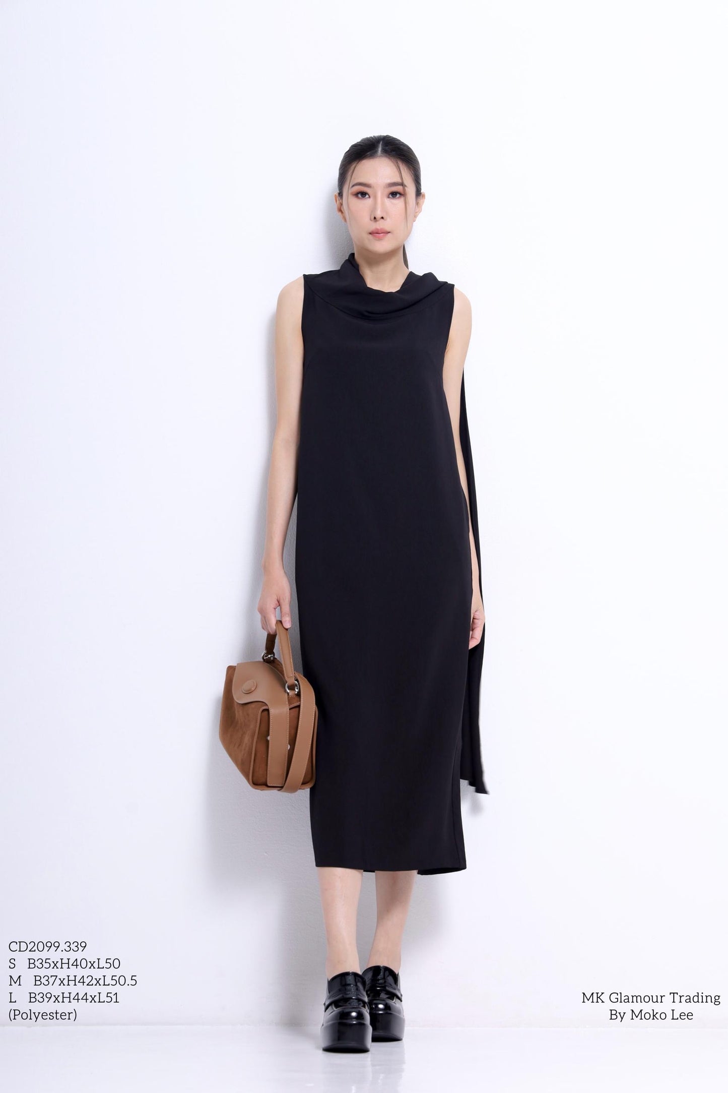 Mauve Funnel Neck Drape Dress