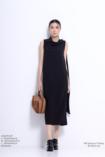 Mauve Funnel Neck Drape Dress