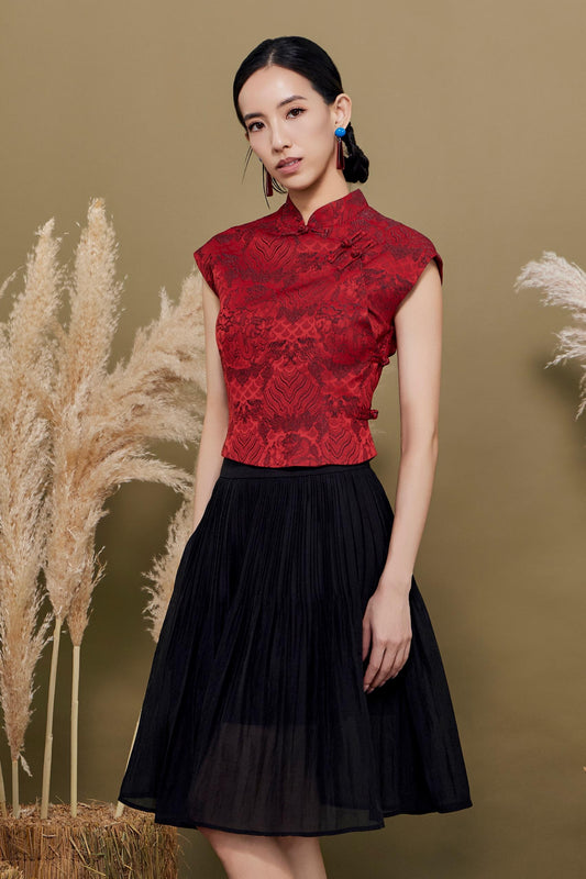 Yun A-line Midi Pleated Skirt