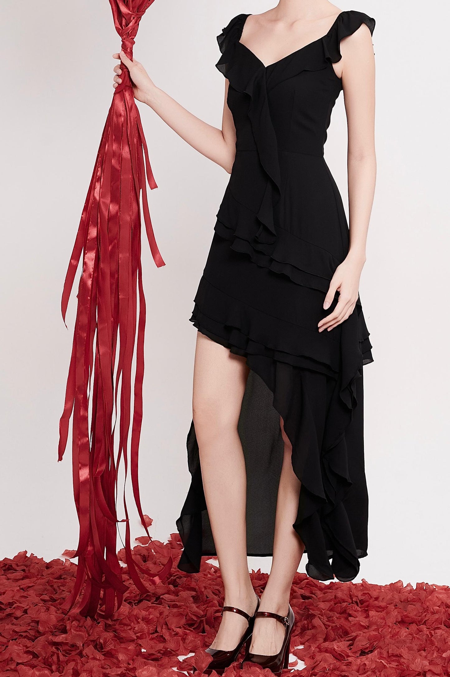 Vayda Asymmetrical Ruffles Dress