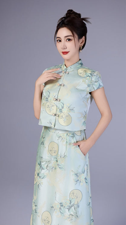 Xin Oriental Jacquard Qipao Top