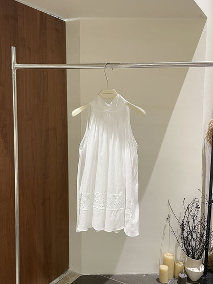 Kaly Linen Ribbon Tie Cutin Top