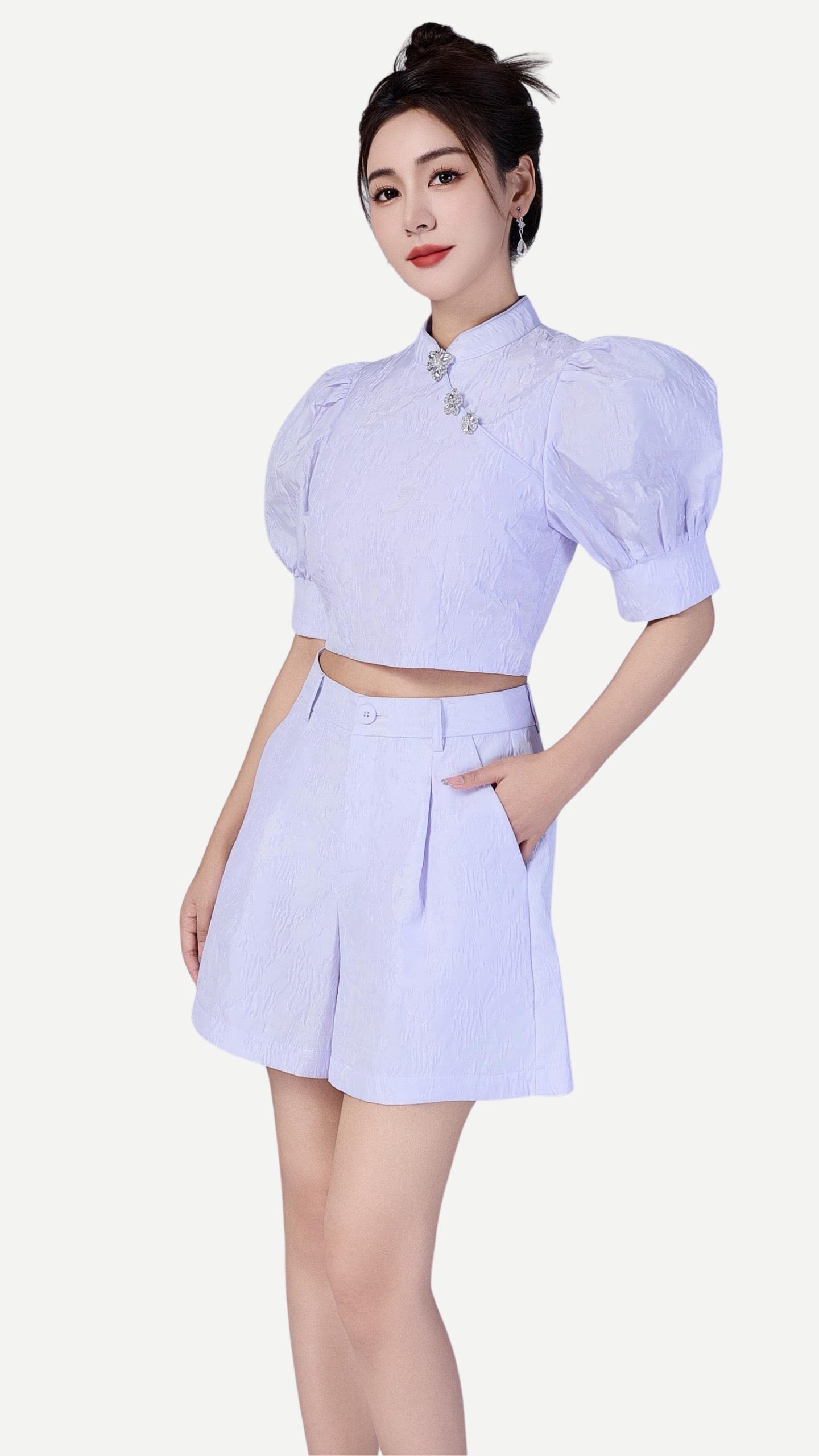 Xi Oriental Jacquard Qipao Top