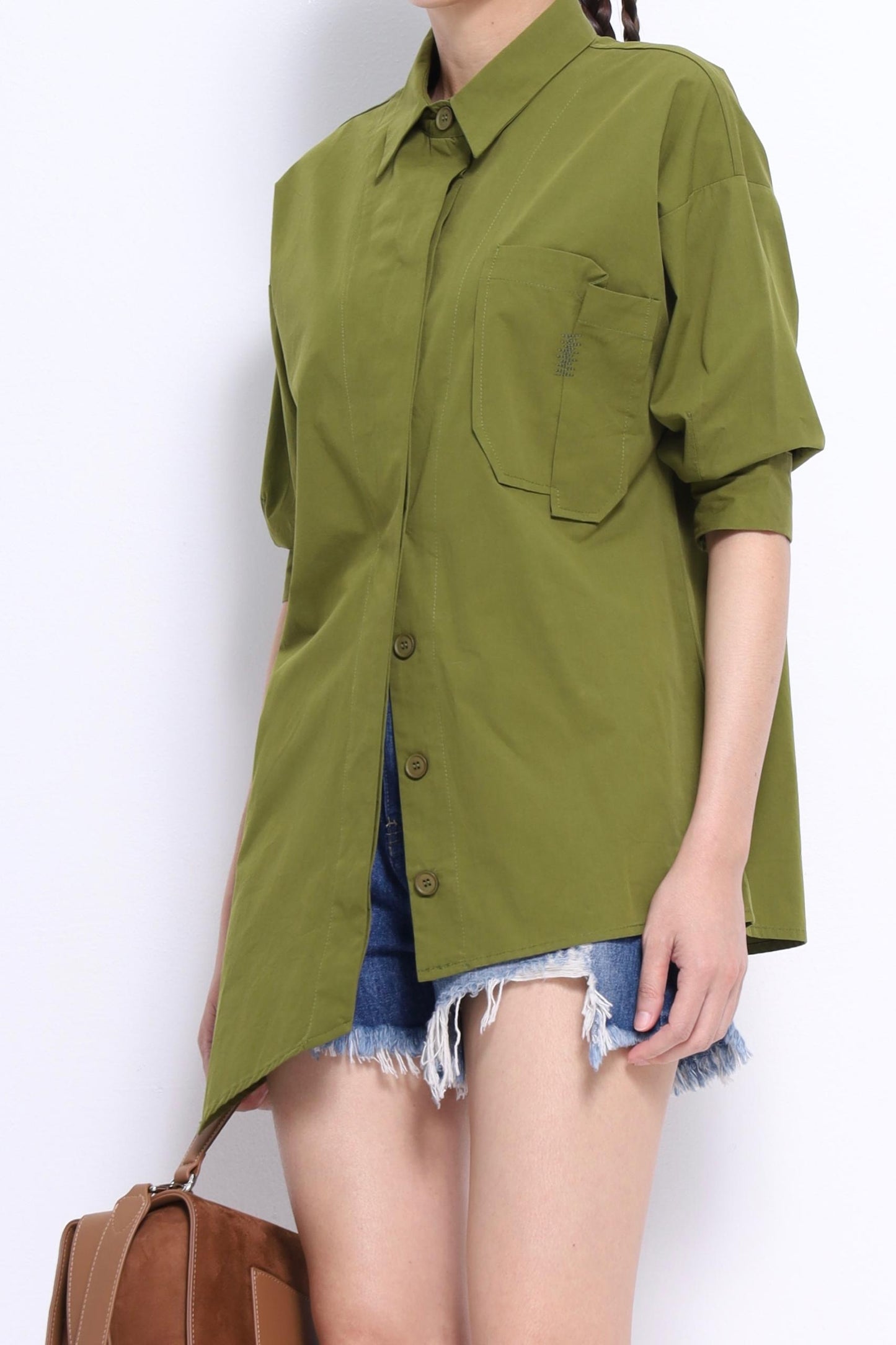 Miyu Asymmetrical Short Sleeve Shirt
