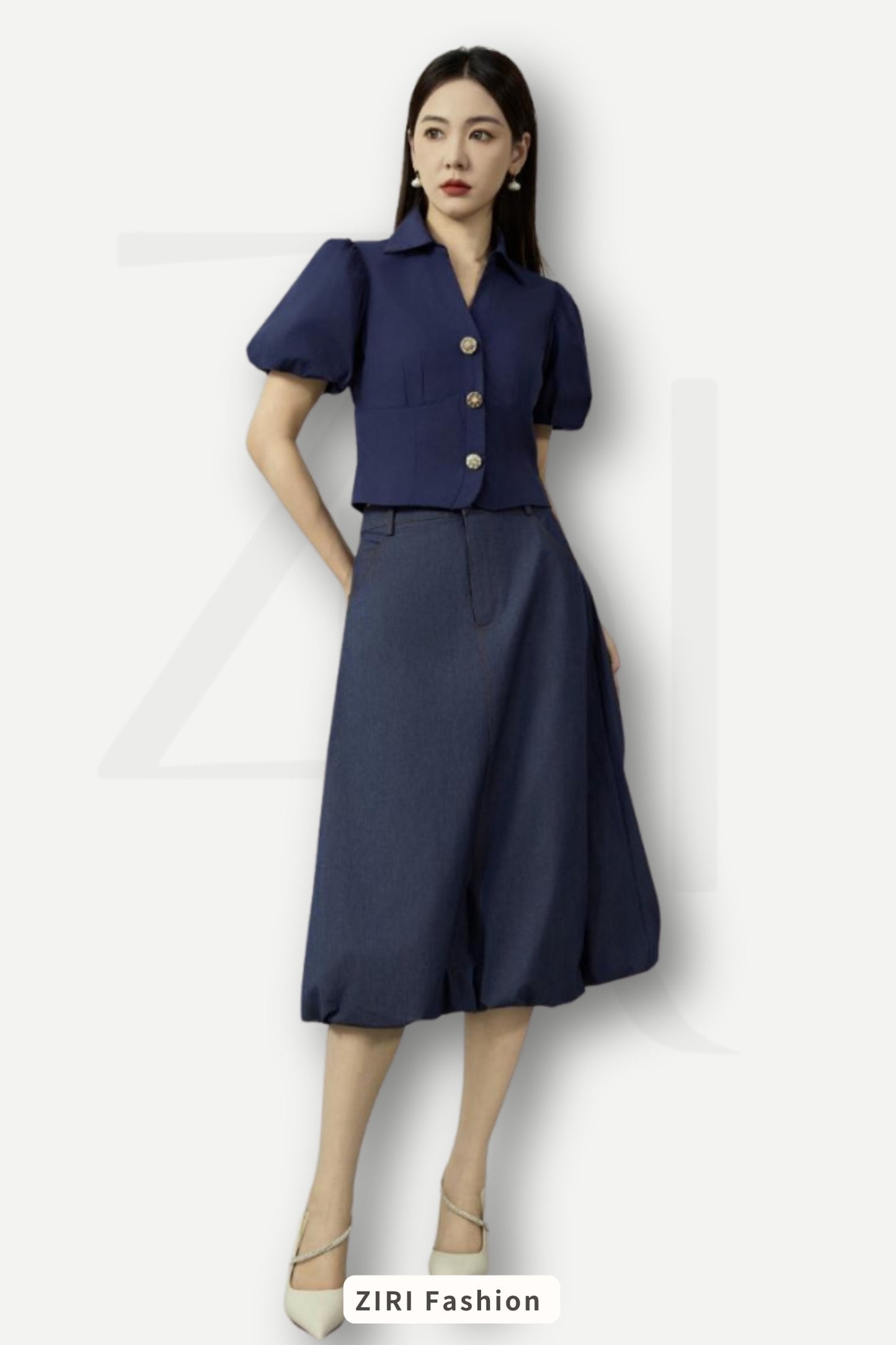 Ziri Bubble Hem Midaxi Skirt