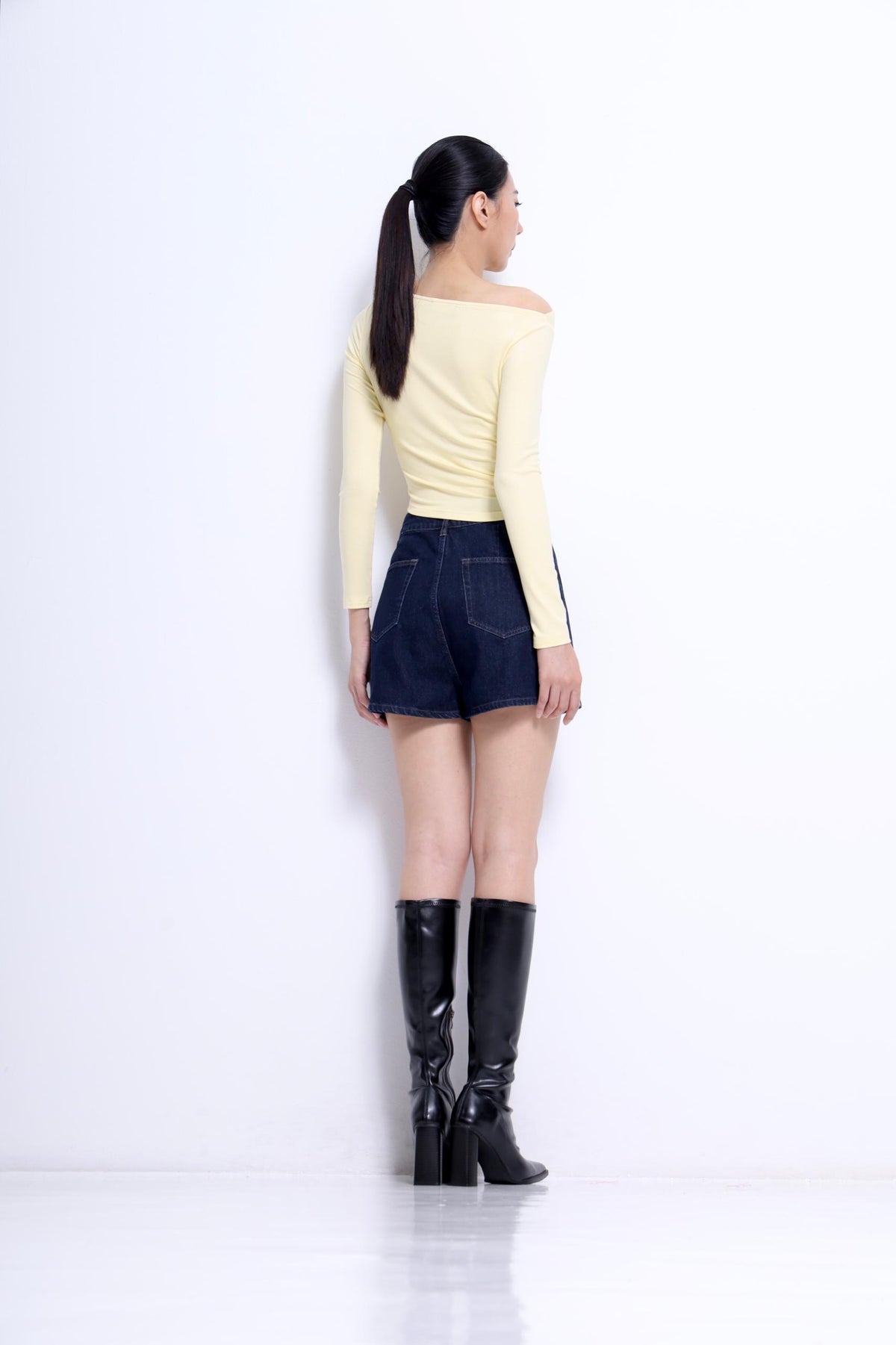 Aria Asymmetrical Neckline Ribbed Top