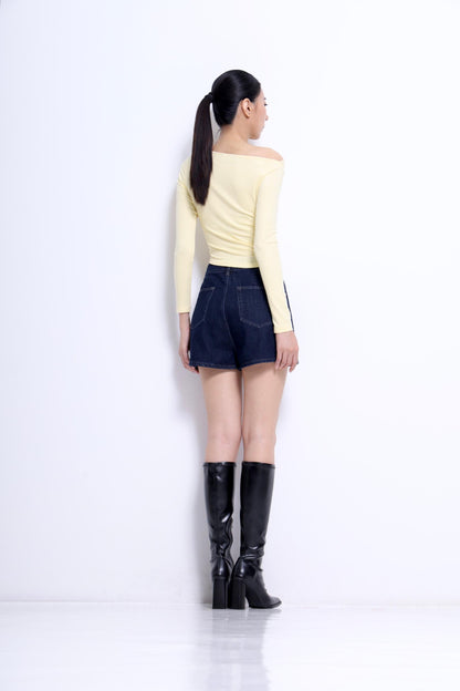Aria Asymmetrical Neckline Ribbed Top