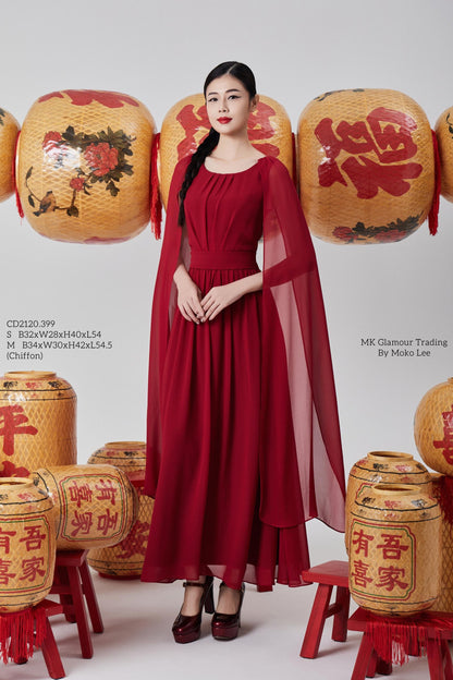 Venus Open Sleeve Chiffon Dress