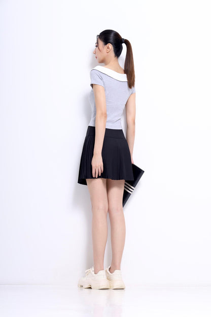Felise Contrast Collar Knit Top