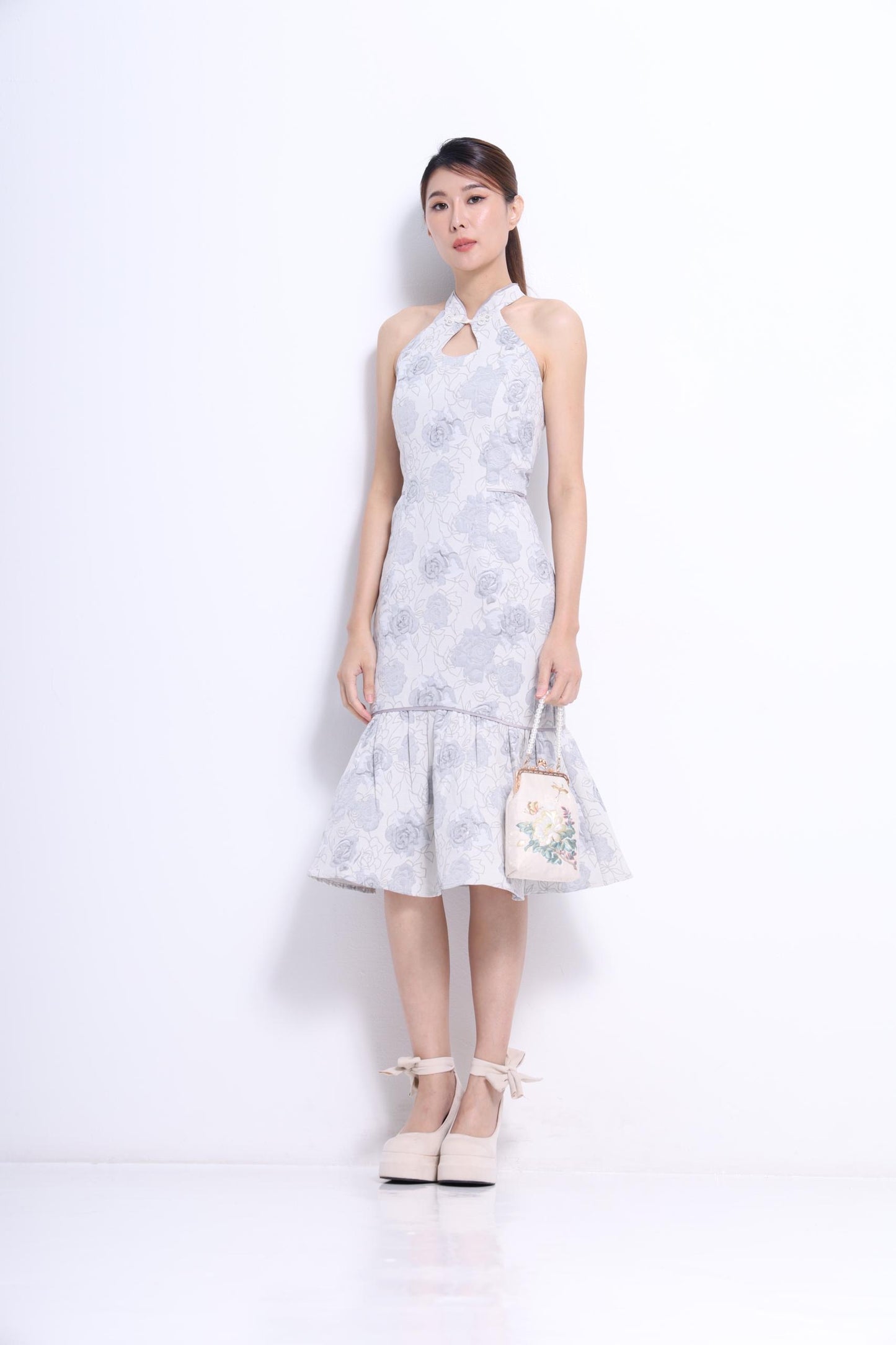 Zhu Orient Pearl Qipao Dress with Jacket