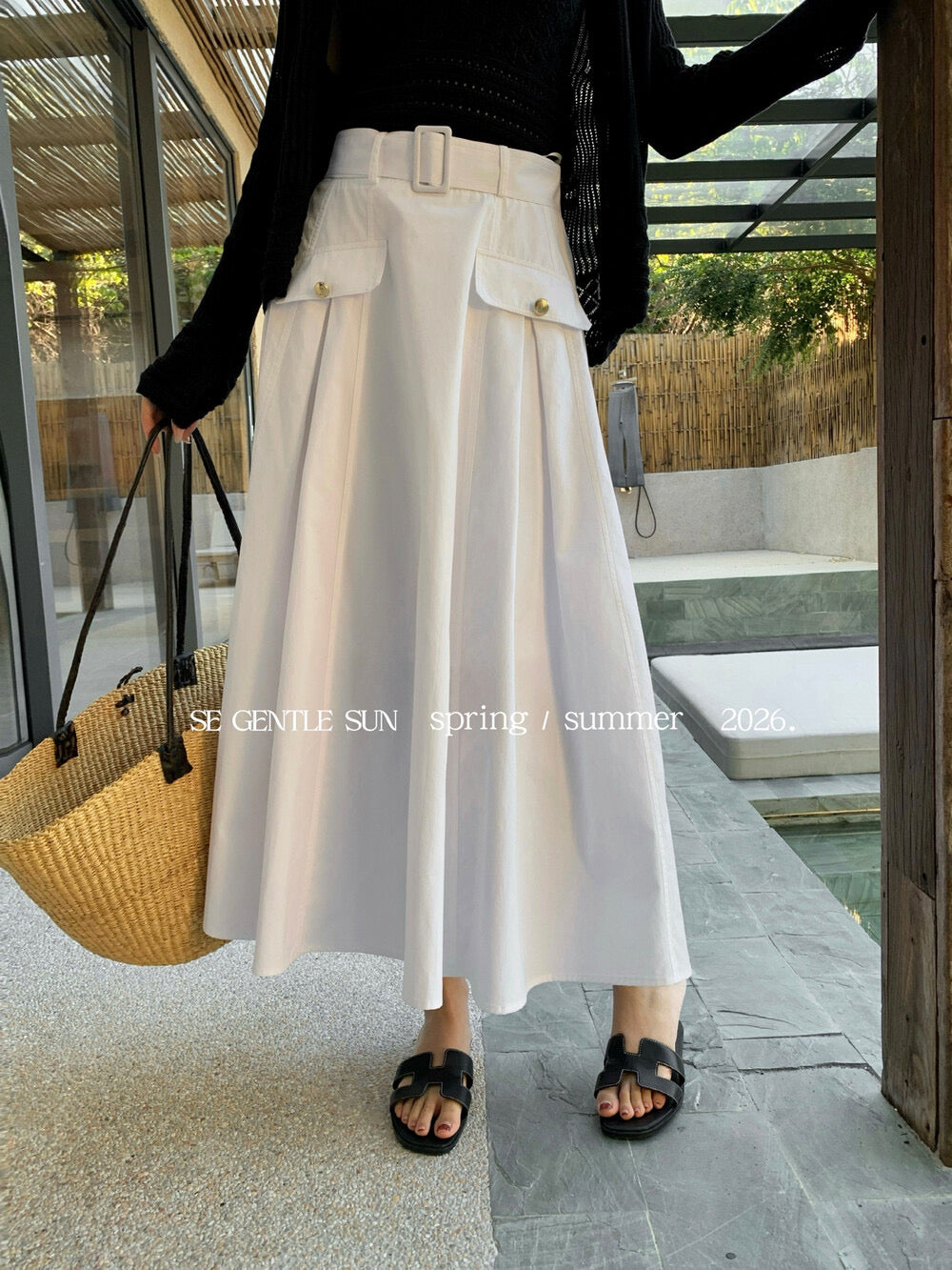 Sonia Belted A-line Skirt
