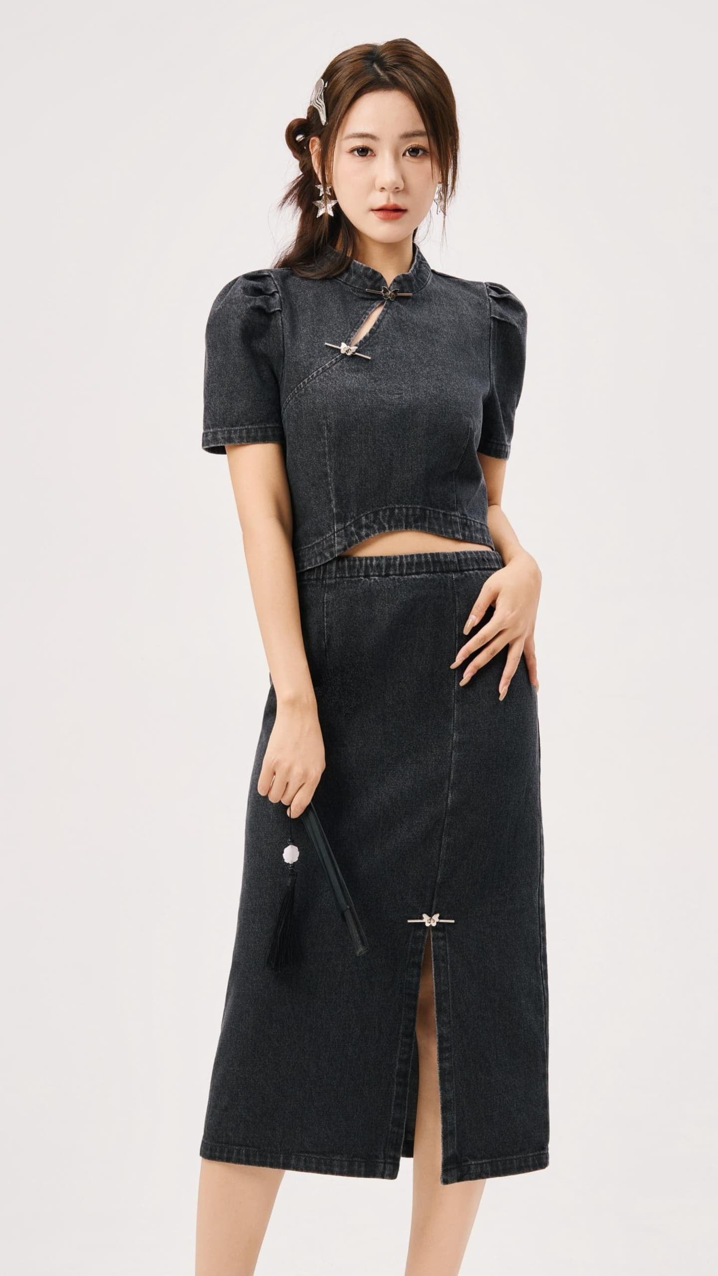 Ning Oriental Denim Skirt