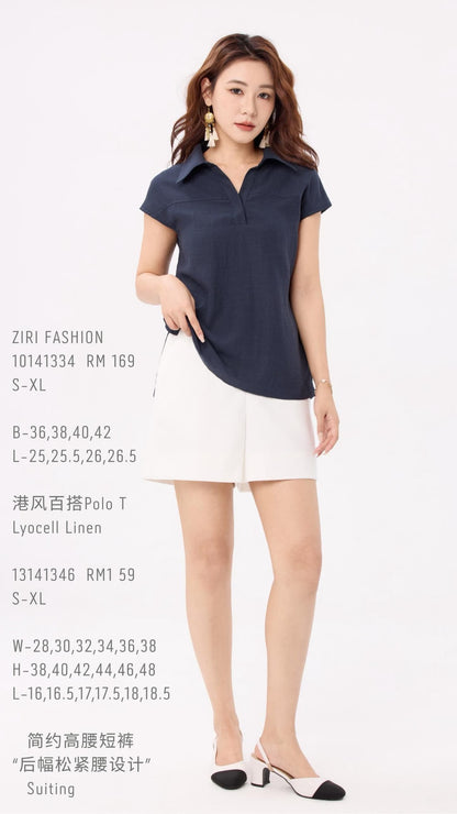 Ziri Linen Mandarin Top