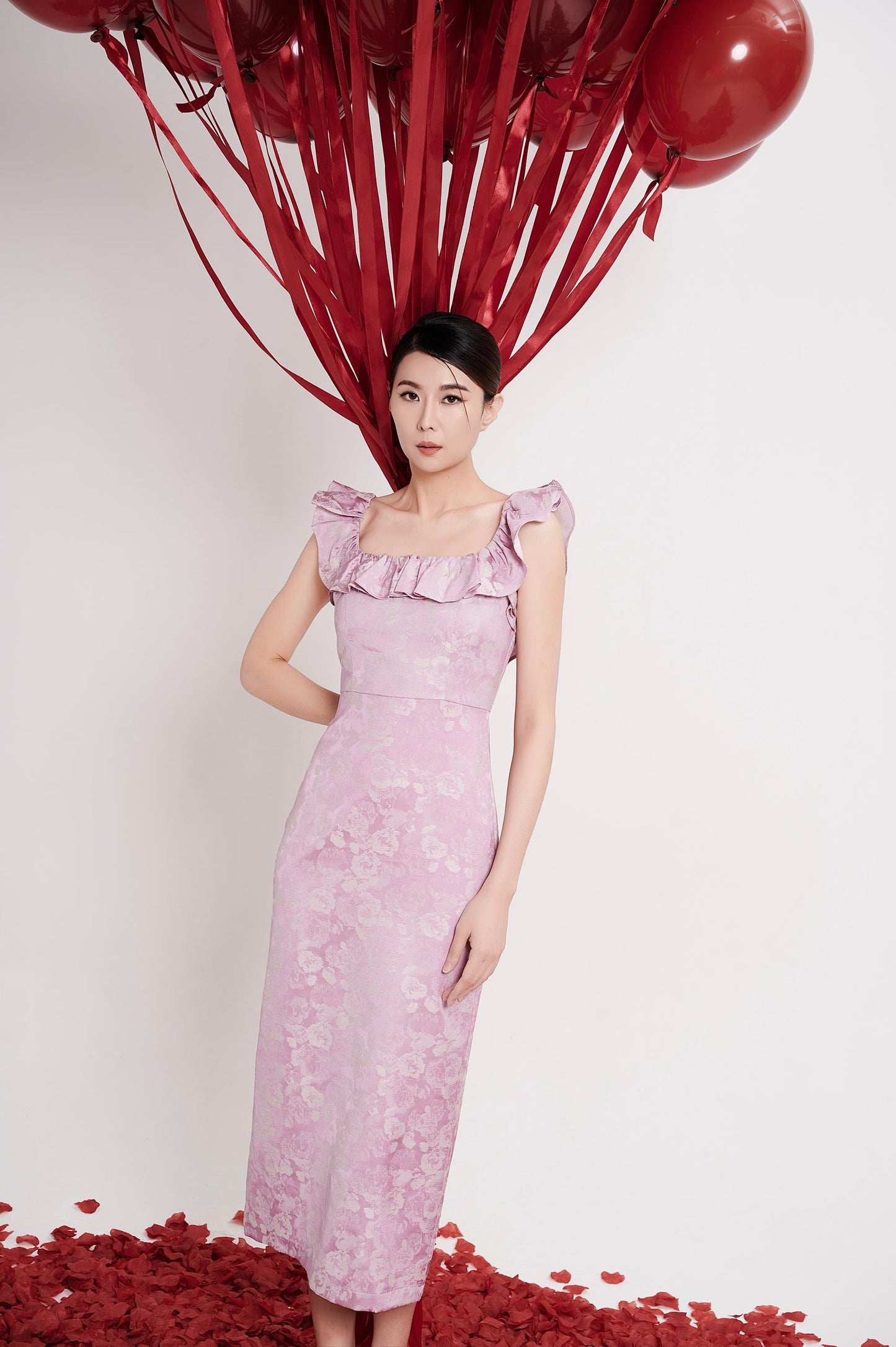Luna Ruffle Square Neck Dress