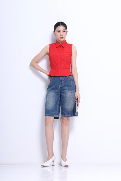 Nim Sleeveless Peplum Shirt