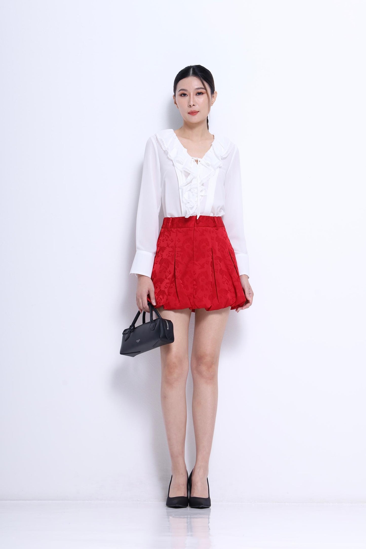 Joyce Ruffle Collar Chiffon Top