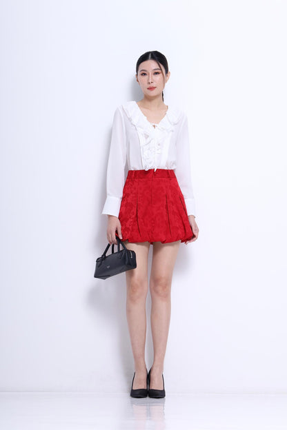 Joyce Ruffle Collar Chiffon Top